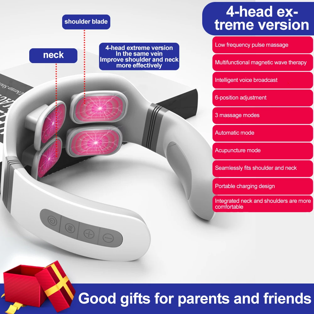 

6Head Electric Neck Massager & Pulse Back Neck Massager Wireless Cervical Massage Health-Care Pain Relief 360 Vibration Massage