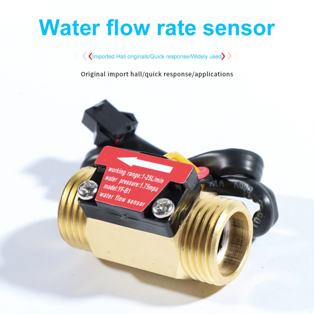 

G1/2" Water Flow Hall Sensor Switch Turbine Flowmeter 1-25L/min Flow Meter For Industrial Control Liquid Circulating