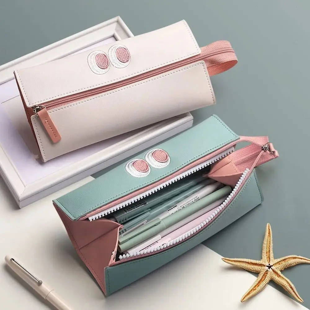 

Cute Leather pencil case School supplies storage bag student pen case leather pencil bag big Stationery bag kid pen bag