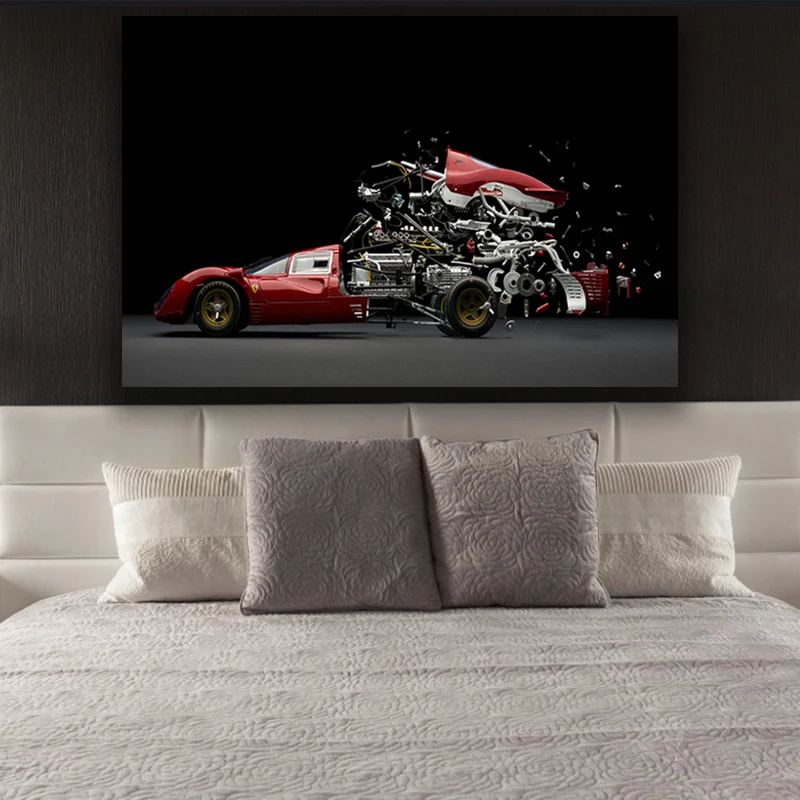 

Super sports car poster Ferraris 330P sports car retro disassembled car picture print and poster wall art canvas painting home