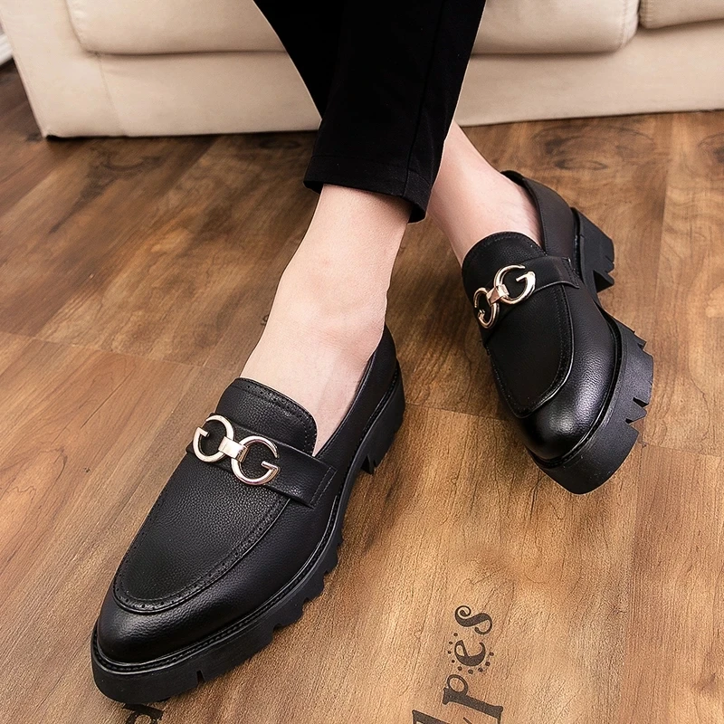 2021 summer new style personality Korean fashion men's casual leather shoes peas leather shoes leather shoes