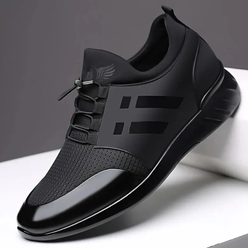 

RayZing 2020 Men's Fashion Sneakers Man Casual Shoes Breathable Men Genuine Leather Shoes Big size Increasing Office Footwear