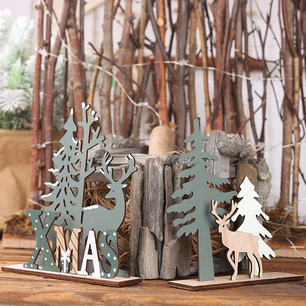 

New Year's Gifts for Children, 19cm Stereoscopic Wooden Elk Christmas Tree Decorations, DIY Home Decoration, Holiday Dressing,