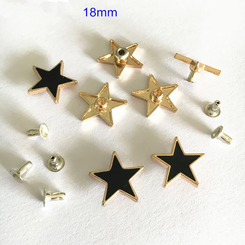 5 комплектов/50 комплектов металлическая звезда с заклепками 18 мм серебро/золото