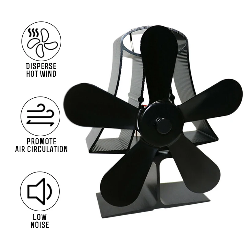 Черного цвета на каблуках высотой 5 лезвие дровяной печи вентилятор для камина