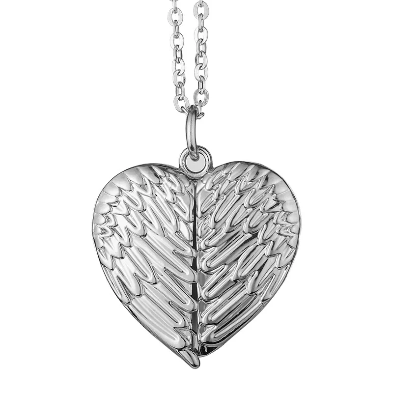 Крыло ангела хранителя Пернатый медальон Цепочки и ожерелья Silvertone умерших