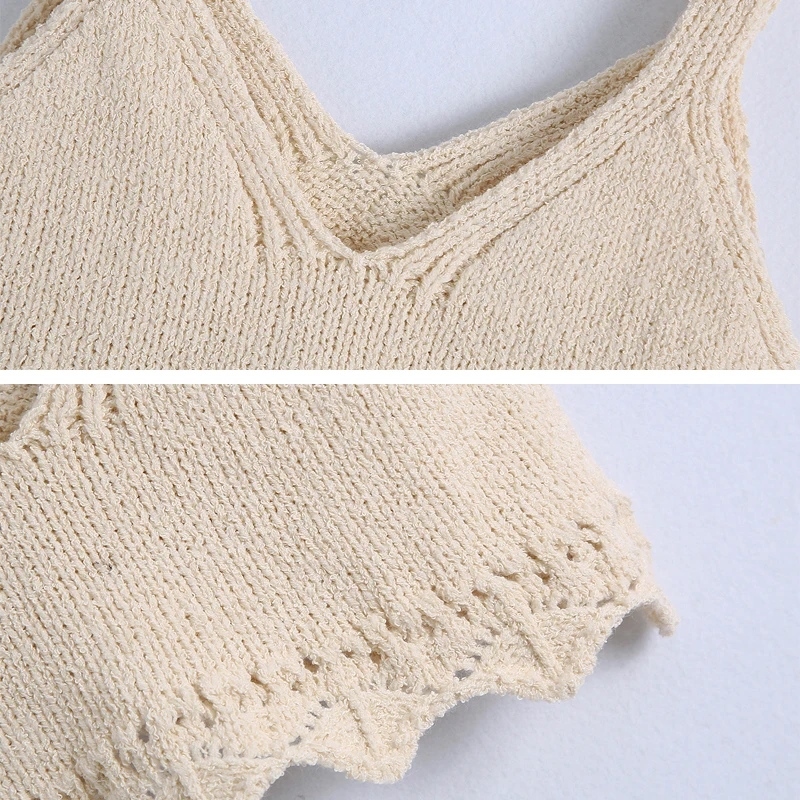 

New Sexy Bikini Crop Top Women Crochet Boho Beach Camisoles Bikini Bralette V-neck Knitted Bra Backless Tank Top INKEO 1T028