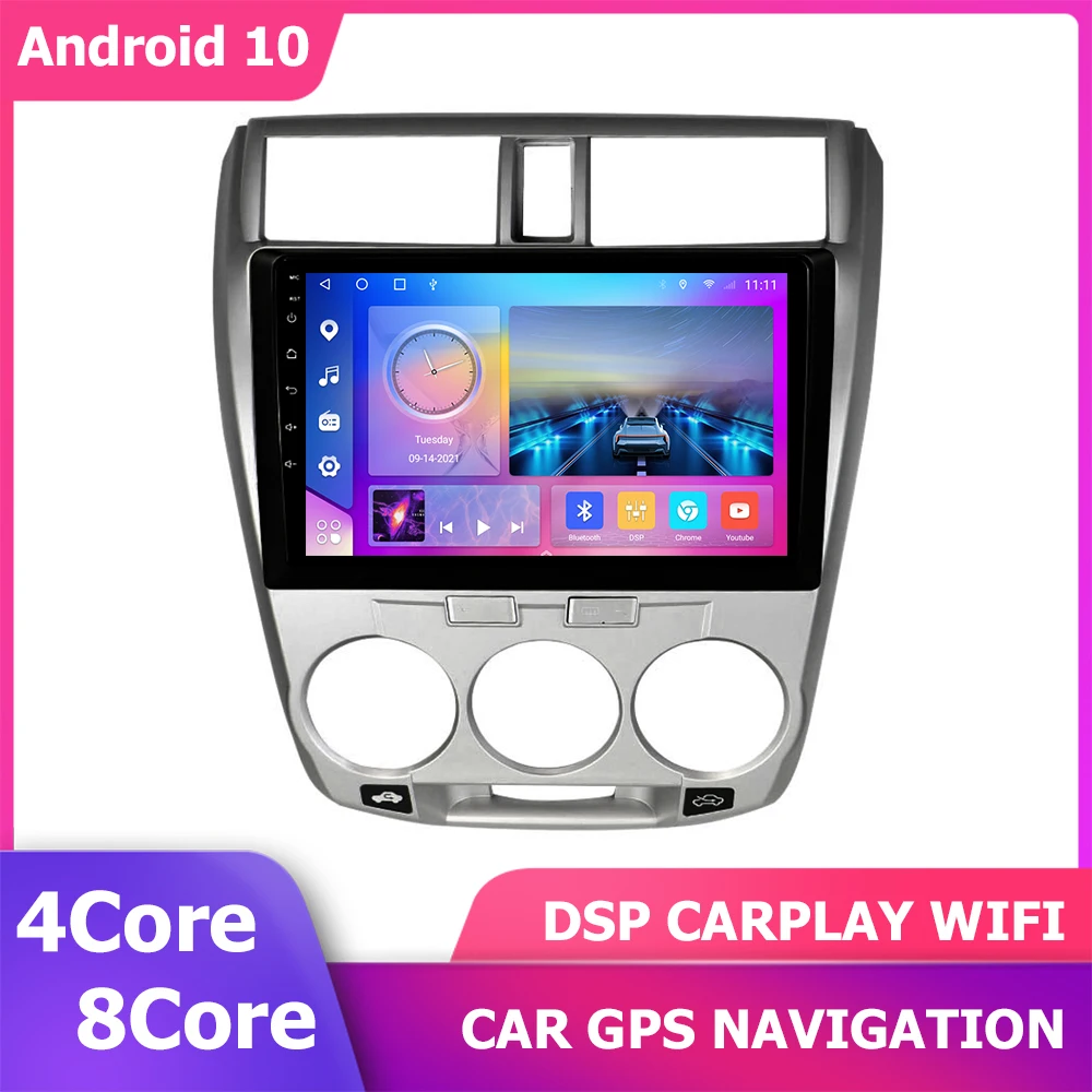 

Автомобильный GPS-плеер DSP CarPlay 10 дюймов для HONDA CITY 2008-2013, Android-навигация, мультимедийный 8-ядерный процессор, Авторадио СБ-навигация, радио 6 + 128 ...