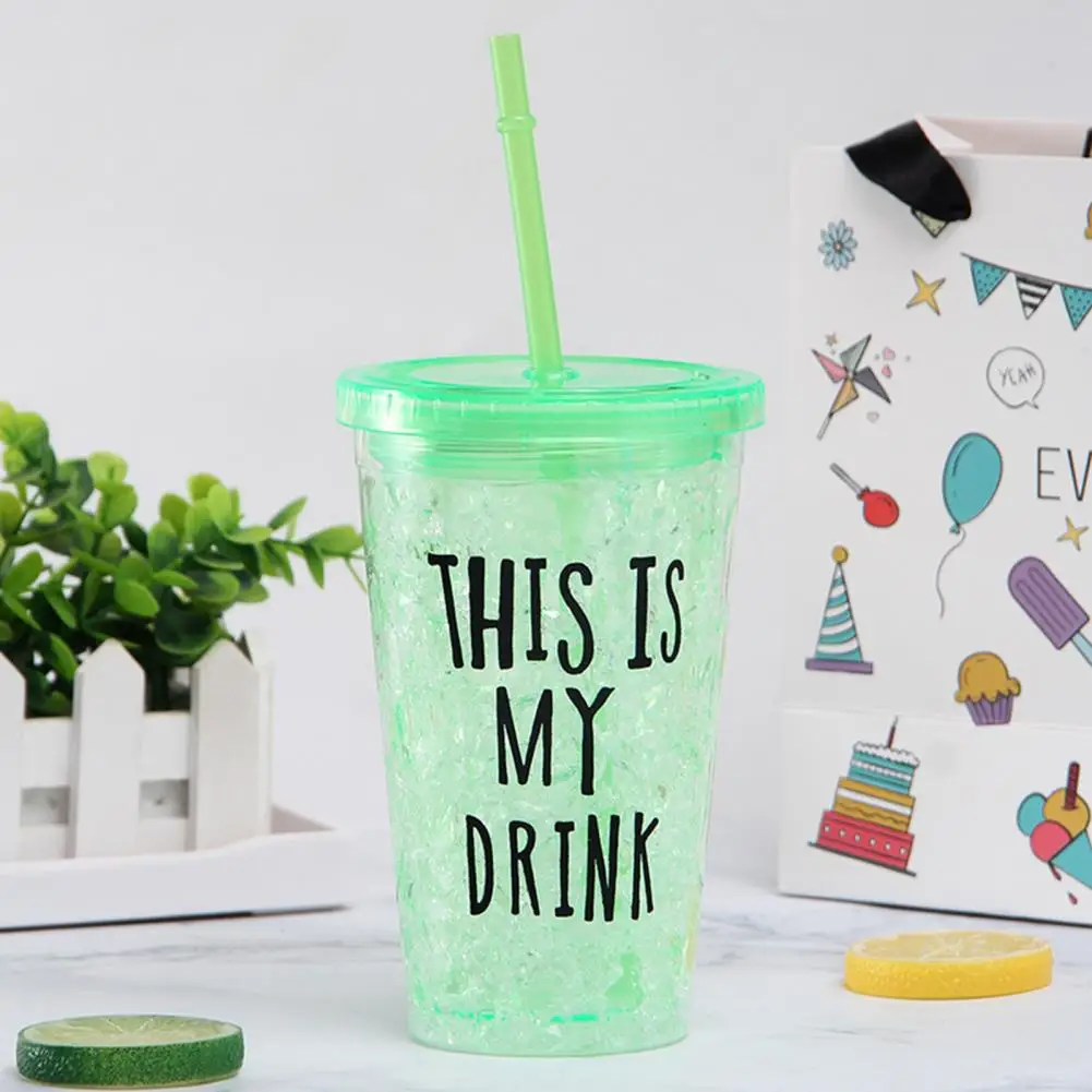 Double-layer Plastic Straw Cup with Lid Lovely Sweet Fruit Color Letter Bottle Broken Ice Cold Water for Home | Дом и сад