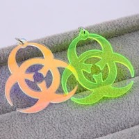 geometric symbol neon green acrylic earrings for women girls transparent hollow out dangle earrings fashion party jewelry gifts