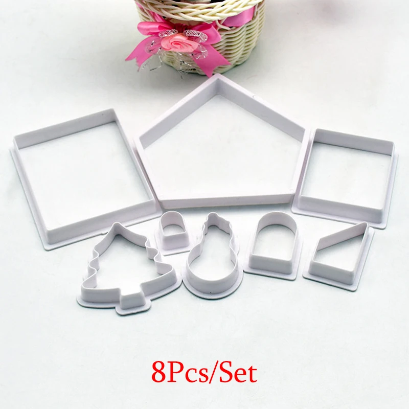 8 шт./компл. Аксессуары для выпечки 3D пластиковая форма печенья набор пряничного