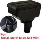 Центральный подлокотник для Nissan March Micra K13 MK4 IV, контейнер для хранения с подстаканником и USB-интерфейсом