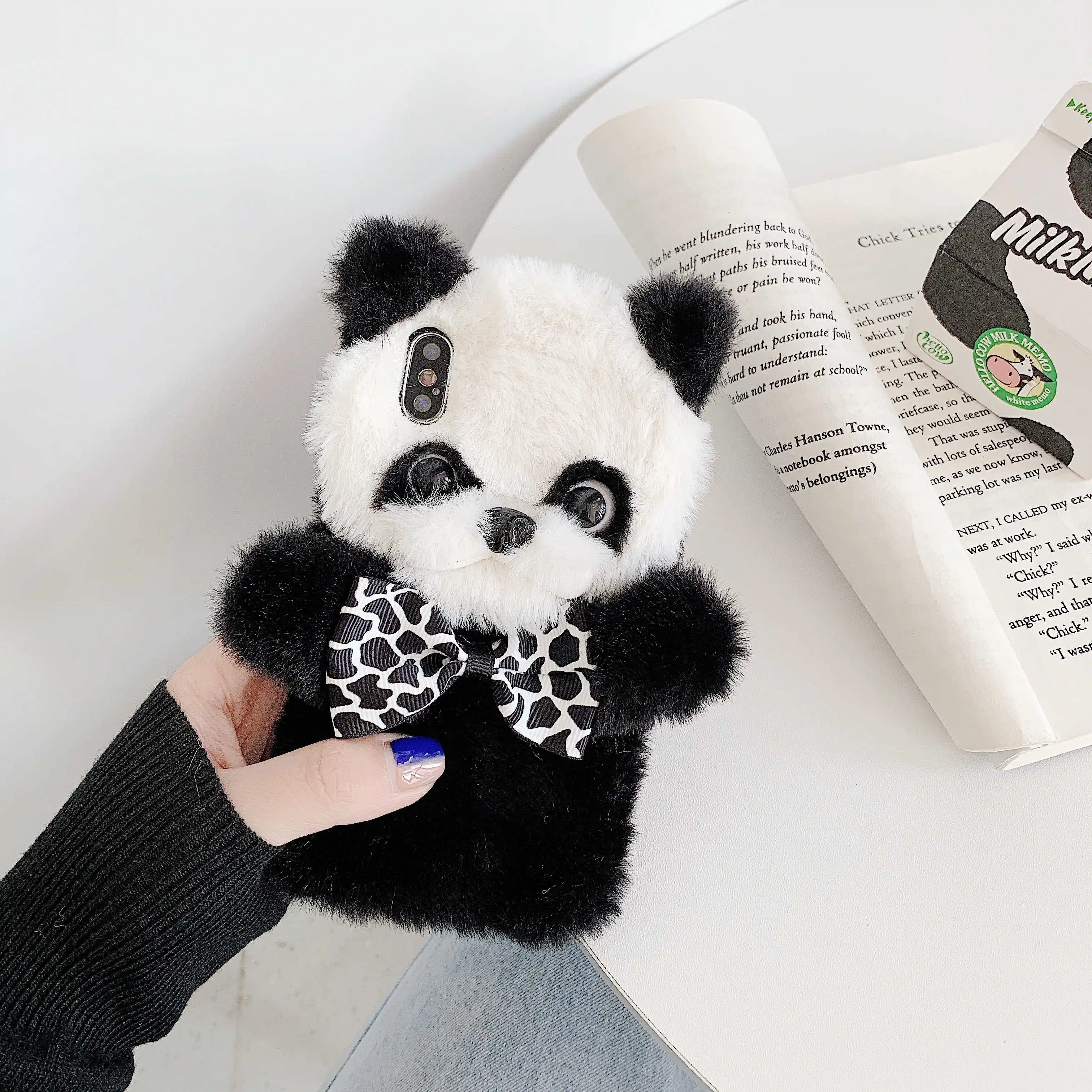

Cute Panda Soft Plush Case For iphone 12 mini 11 Pro Max Cover For iPhone 7 8 plus X XR XS Max Fluffy Back Cover New Luxury