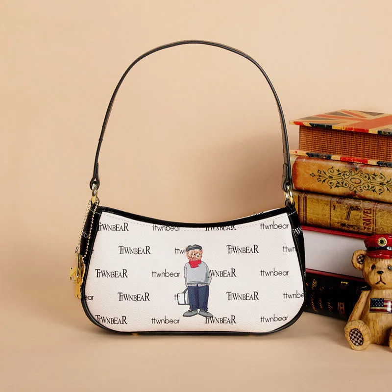 

Female messenger Bags women's new trendy fashion bear print one-shoulder armpit bag baguette bag