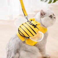 pet supplies cat dog harness pet leash set vest harness little bee shaped polyester chest strap adjustable bust cat leash