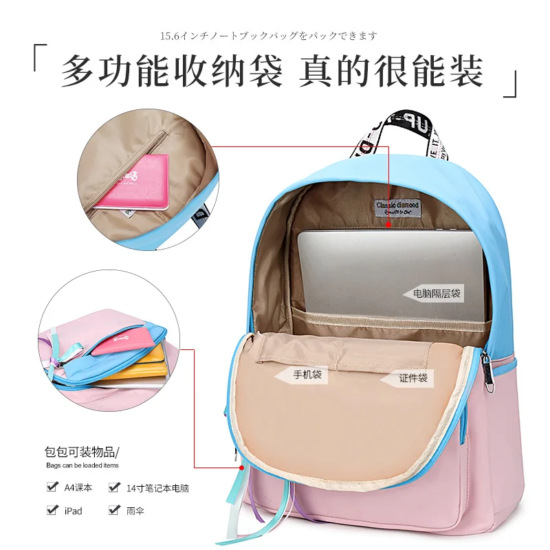 

College Wind Style Lady's Backpack Oxford Water-proof Travel Bag Girl's Large Capacity Shopping Bag School Bag