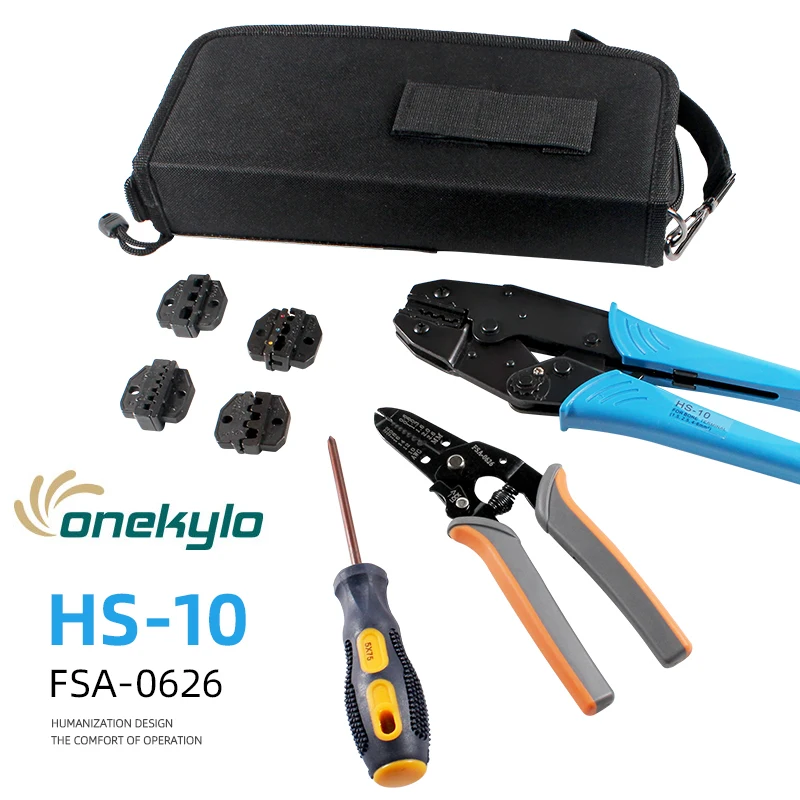 

Multi Wire Crimper Tools Kit Engineering Ratchet Terminal Crimping Plier6 In 1 with Wire Stripper Screwdriver 4 Spare jaws