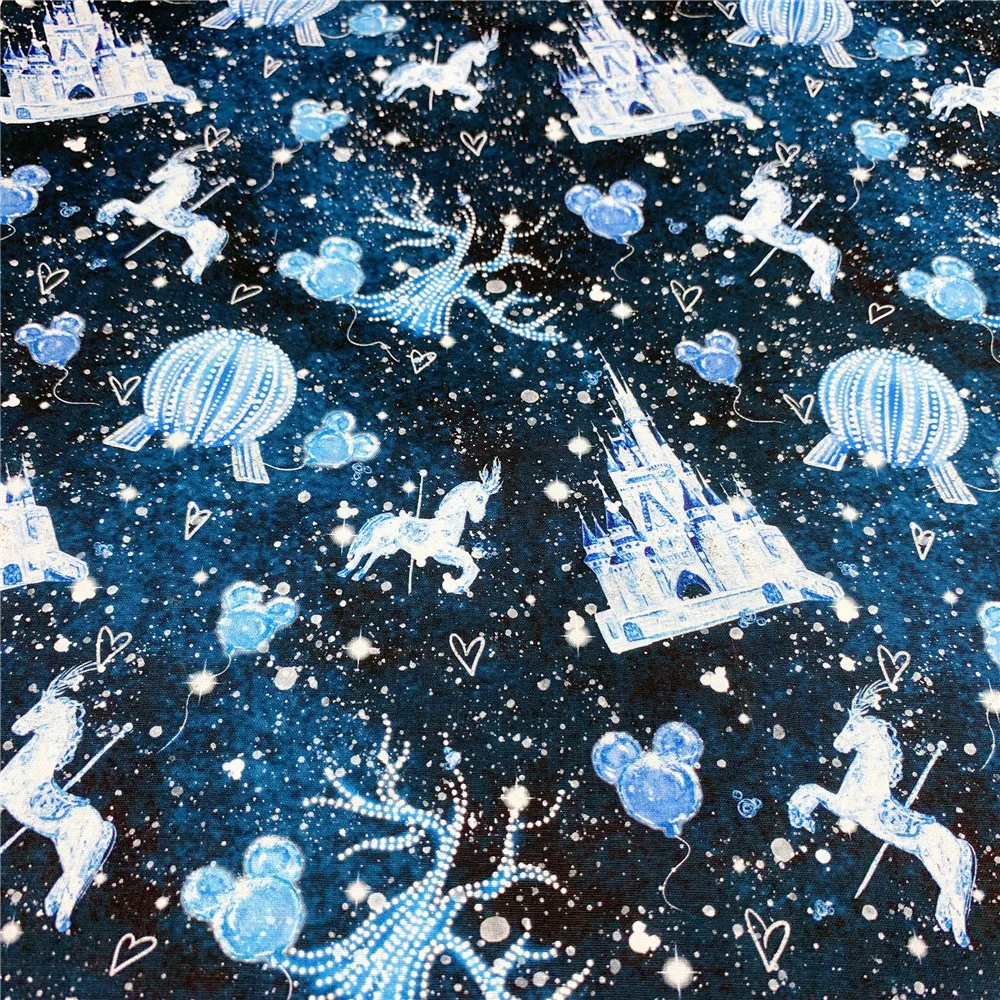 Мультяшная блестящая карусель замка принцессы хлопчатобумажная ткань сделай