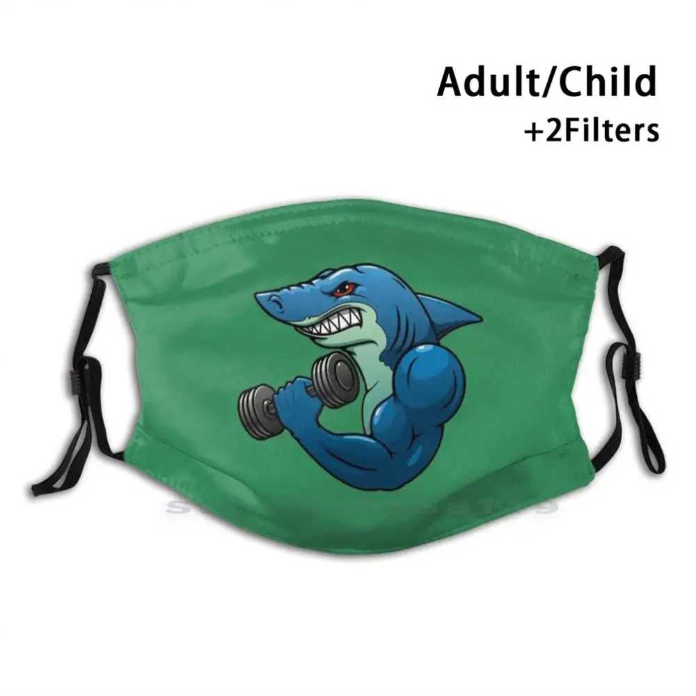 

Shark Workout Reusable Mouth Face Mask With Filters Kids Surf Beach Summer Big Fish Ocean Sea Fish Fishing Danger Dream Idea