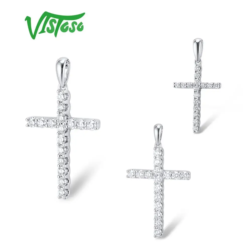 Женский классический кулон с бриллиантами VISTOSO из белого золота 14 к 585 пробы