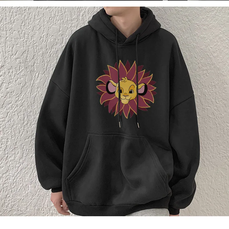 

The lion king print Hoodies Men's Casual Japanese Cartoon Loose Hoodie Comfortable Creativity Streetwear Oversized Sweatshirts