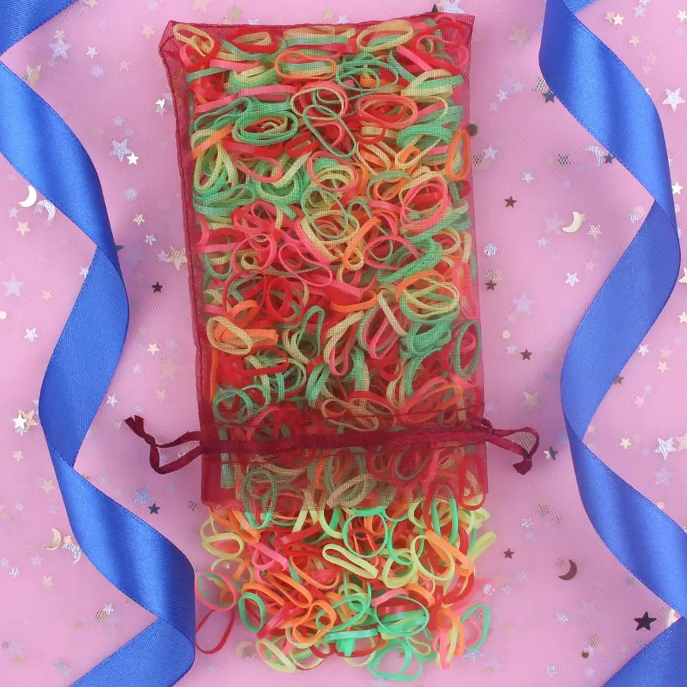 2019 New TPU material girls elastic hair bands ponytail neon pink rubber accessories for kids 600pcs/lot | Детская одежда и обувь