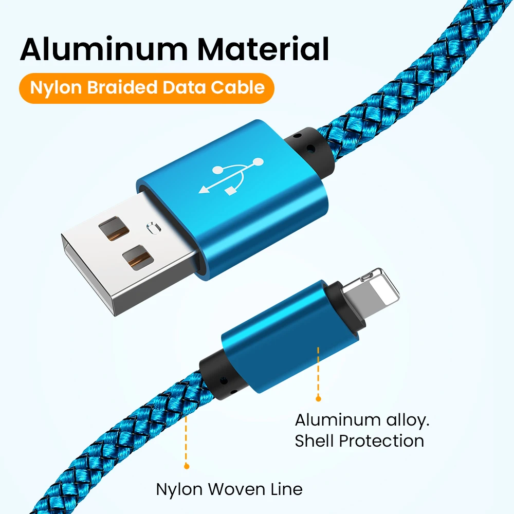 

Colorful USB Data Charger Cable For iPhone 12 11 Pro XS Max XR X 5s 6s 6 7 8 2A Fast Charging charger Origin Wire Cord 1/2/3m