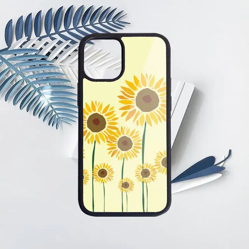 

Flower sunflower pattern Phone Cases PC for iPhone 11 12 pro XS MAX 8 7 6 6S Plus X 5S SE 2020 XR Luxury brand shell funda