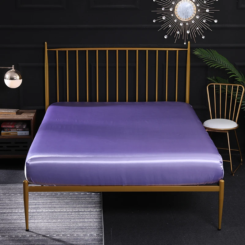 Шелковистый атласный комплект постельного белья простыня Наволочка на матрас