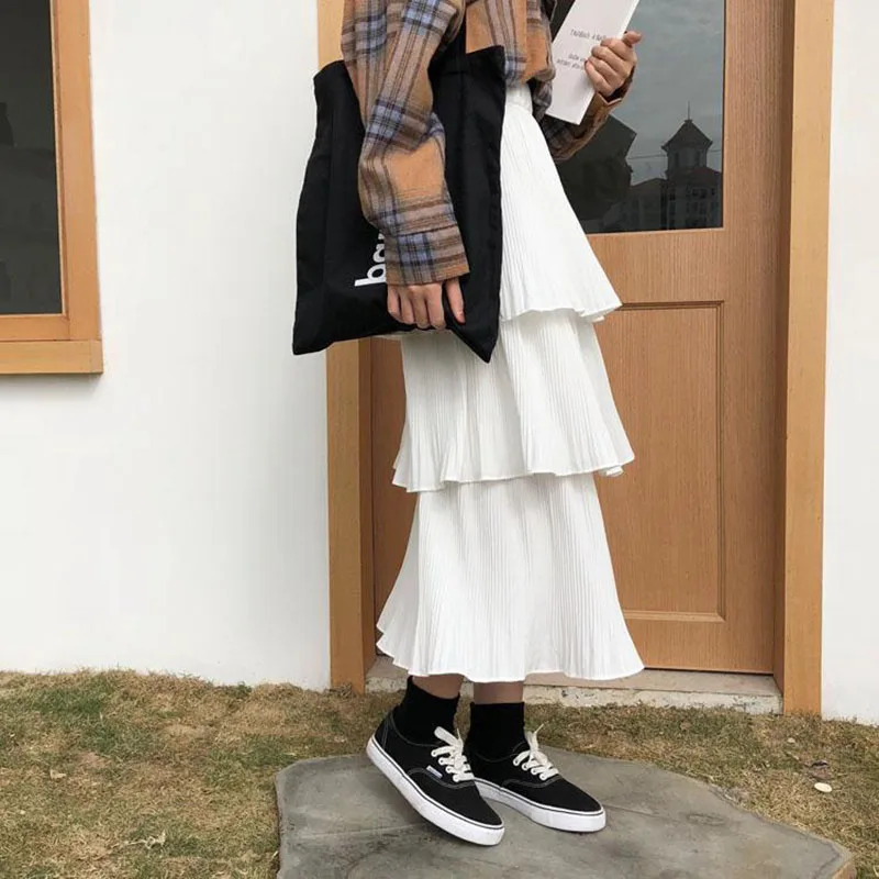 Юбка женская однотонная трапециевидная до середины икры элегантная простая