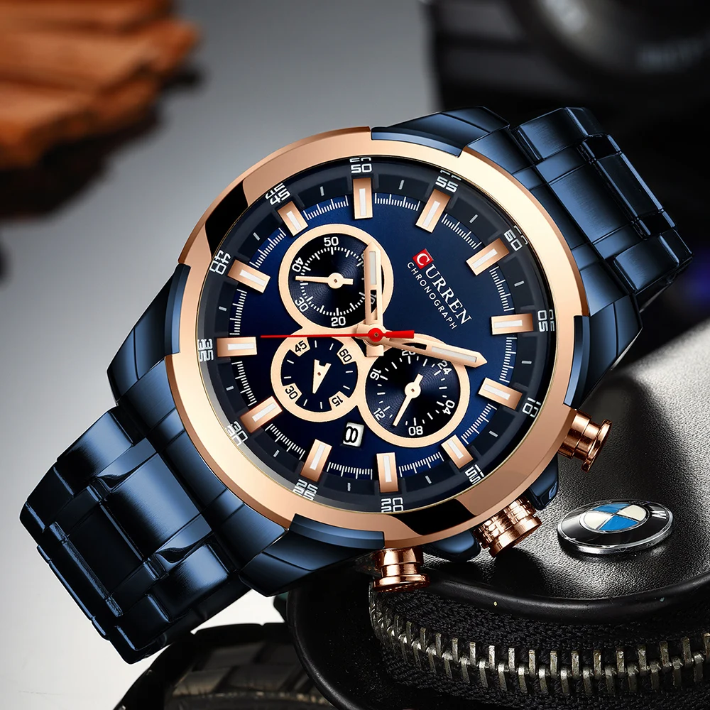 

Top Brand Luxury Men's Watches Sports Watch Casual Quartz Wristwatch with Stainless Steel Chronograph Clock Reloj Hombres