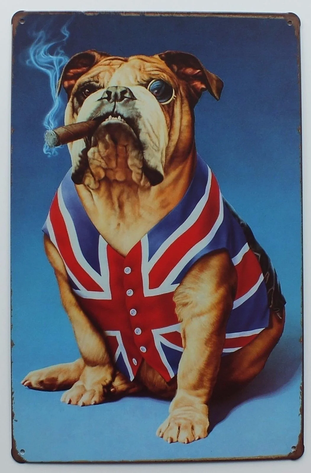 

Vintage Metal Tin Poster Sign Classic Funny Design Smoking Dog Flag(Visit Our Store, More Products!!!)