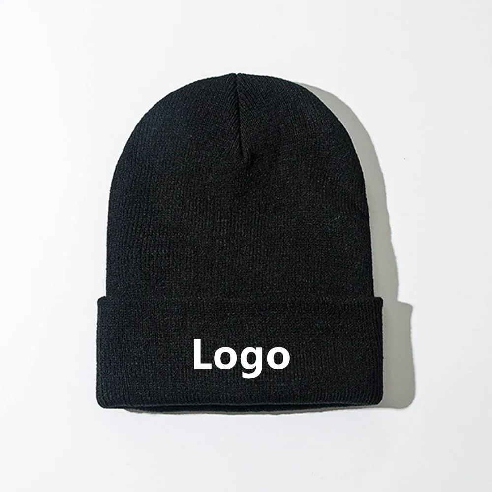 Черный OEM зимняя шапка вязаная toque с вашим вышивка логотип печать логотип 5 шт для MOQ - Цвет: Черный