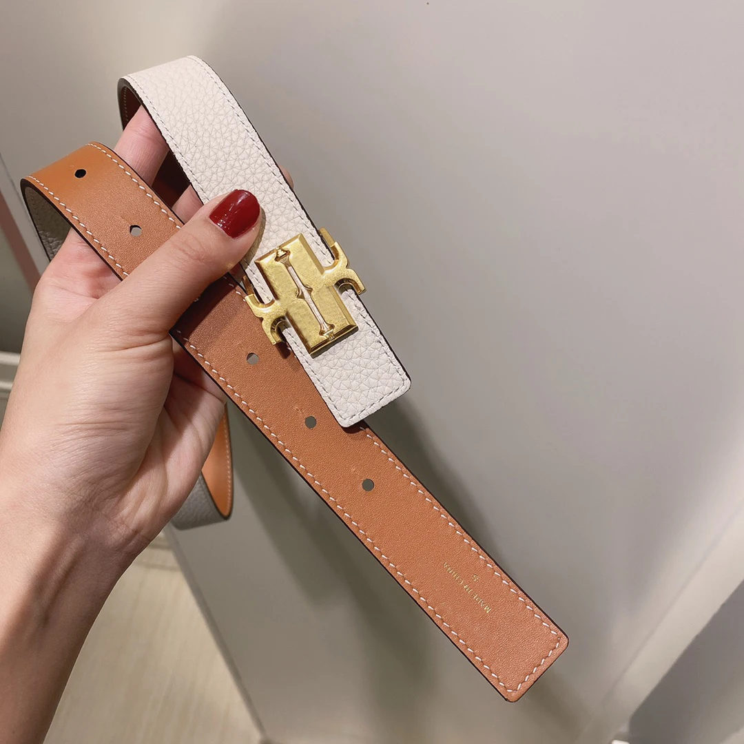 

Reversible High Quality Women's Luxury Designer Brands Belt Classic Brass Buckle Real Genuine Leather Men Women Belts Gifts