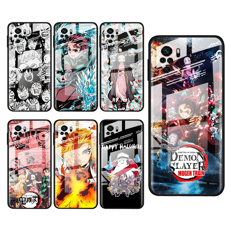 

Tempered Glass Cover Anime Demon Slayer For Xiaomi Redmi Note 10 10S 9T 9S 9 8T 8 7 Pro Max Shockproof Phone Case
