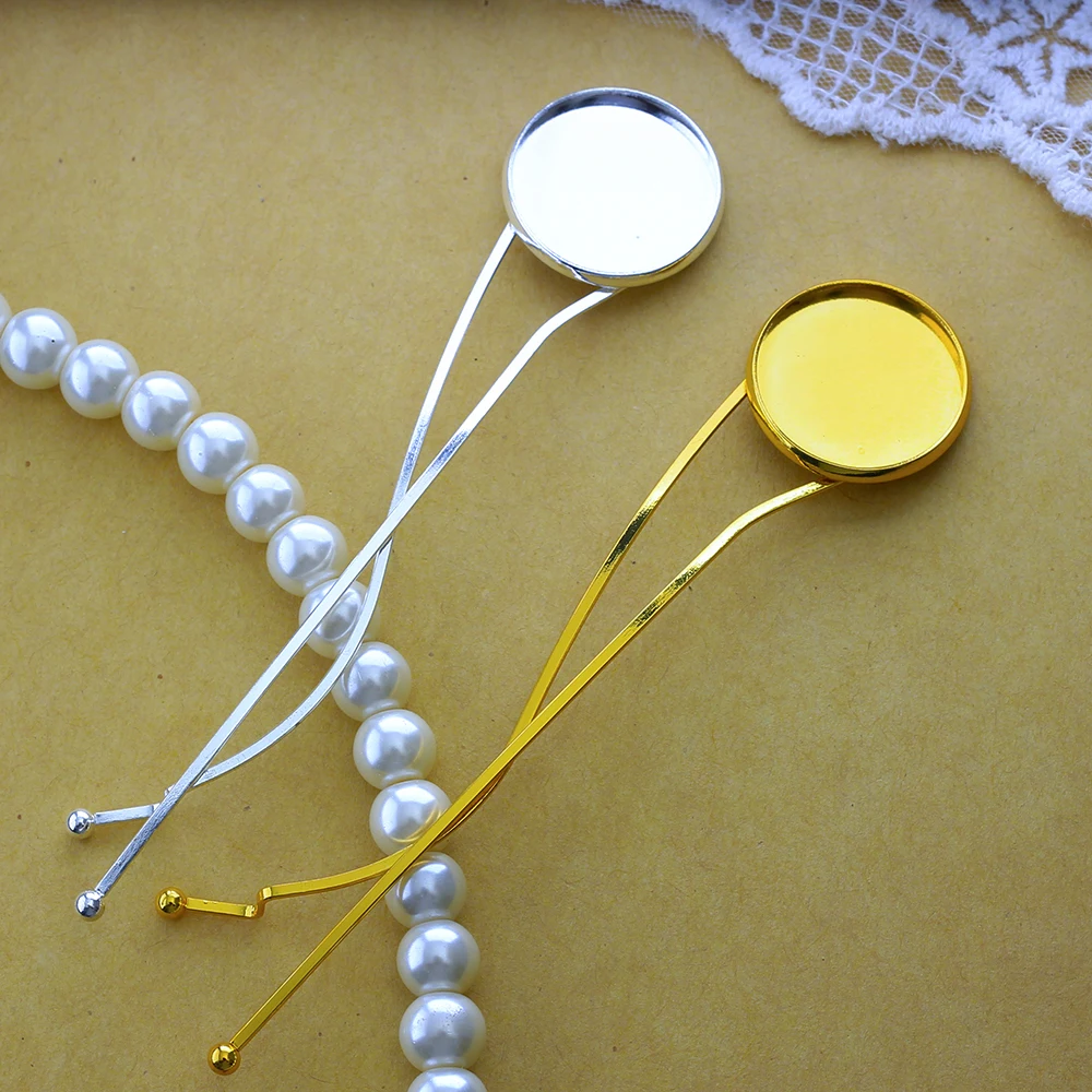 Зажимы для кабошона с покрытием из серебра бронзы розового золота 20 мм 5 шт.