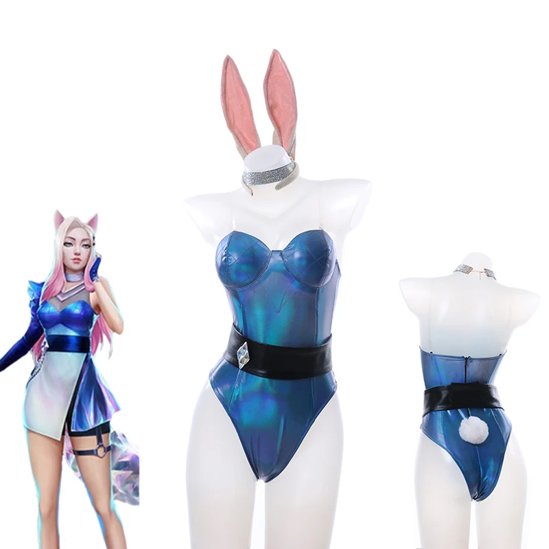 

KDA Ahri костюмы для косплея игры LOL Bunny комбинезоны для девочек полный комплект для девочек Женский парик Хэллоуин сексуальный костюм для роле...