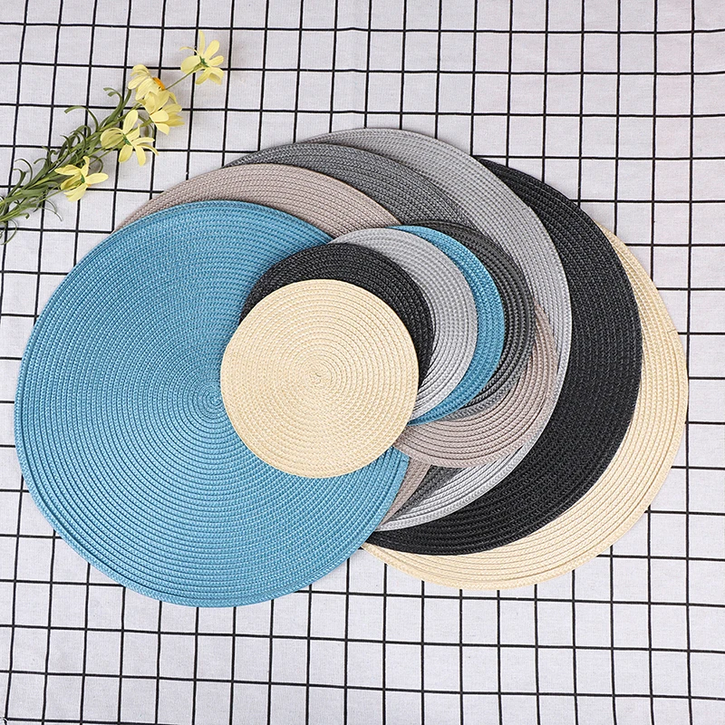 Round Weave Placemat Table Mats Simple Style Dining Napkin Pads Non-Slip Heat Resistant Coaster Cushion Kitchen Party Decoration | Дом и сад