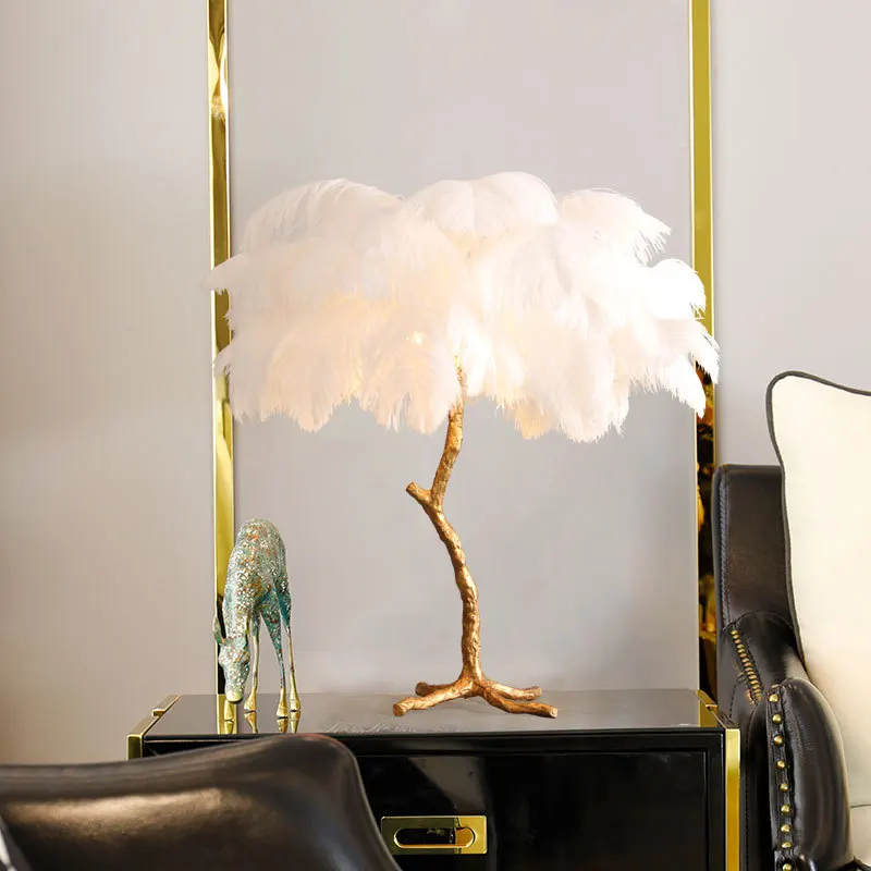 Торшер современный роскошный торшер ветка дерева страусиное перо