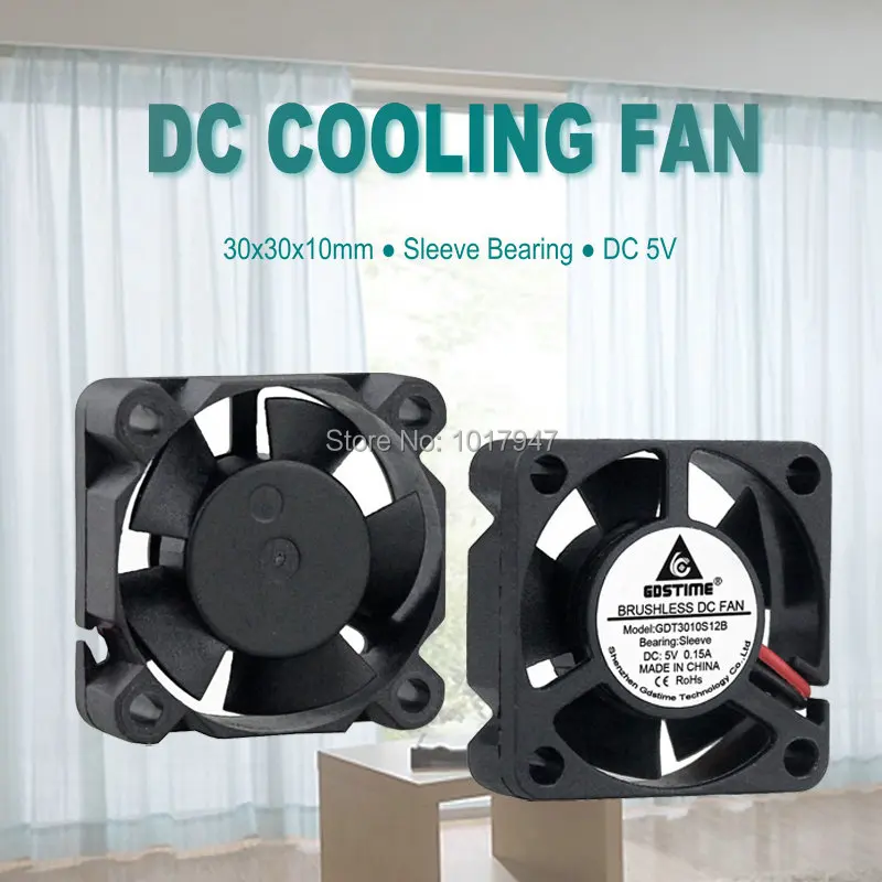 Мини-вентилятор охлаждения Gdstime DC 5V 2Pin 30mm 3010 30x30x10mm 10 шт. в партии | Компьютеры и