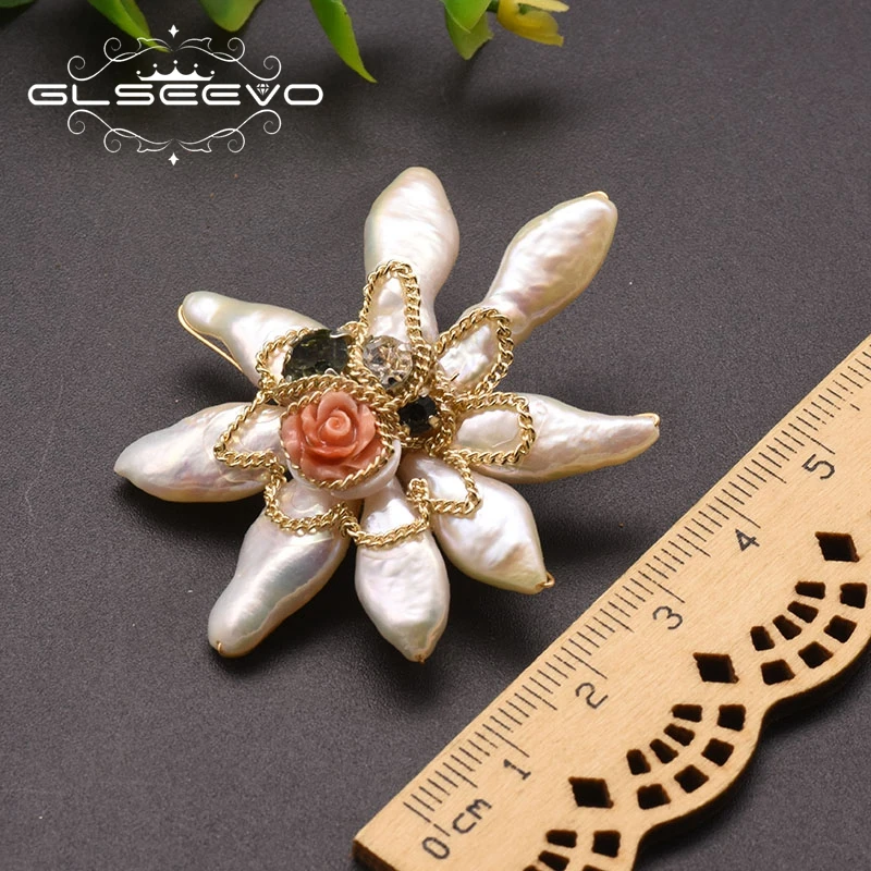 Женские перламутровые Броши GLSEEVO вечерние броши в стиле барокко с цветами