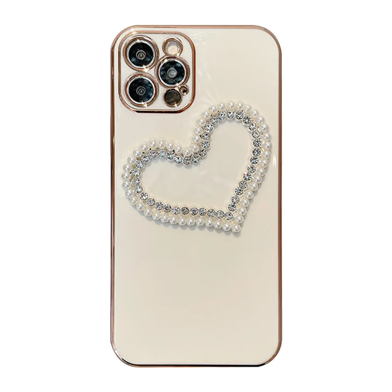 

Applicable rhinestone pearl love Applicable iphone11pro/12 Apple x mobile phone case 7/8plus/xs max