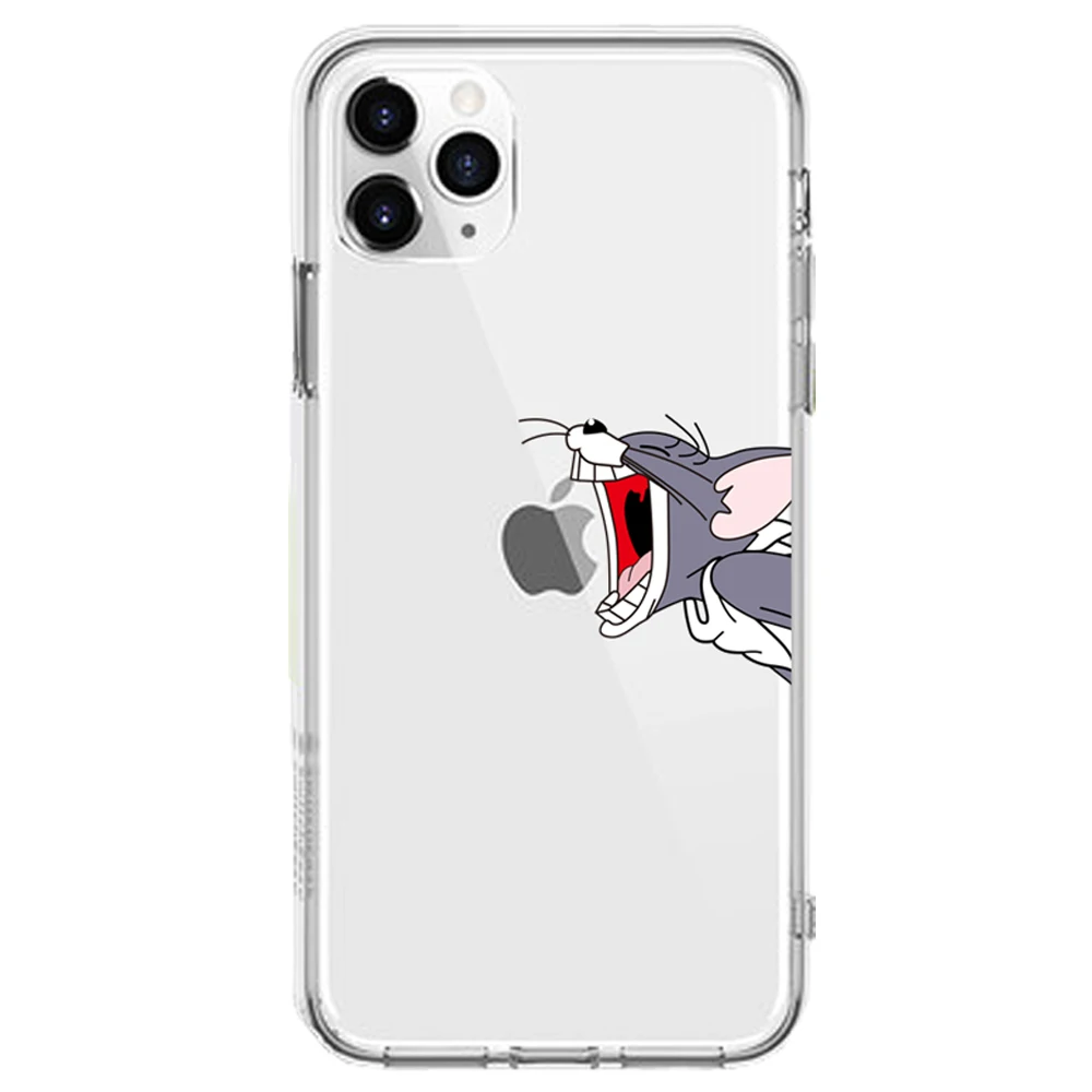 Забавный мультяшный чехол для телефона iphone X XS 11Pro Max XR милый кот Том чехол для iphone 8 7 6 6S Plus 5S SE мягкий силиконовый прозрачный чехол