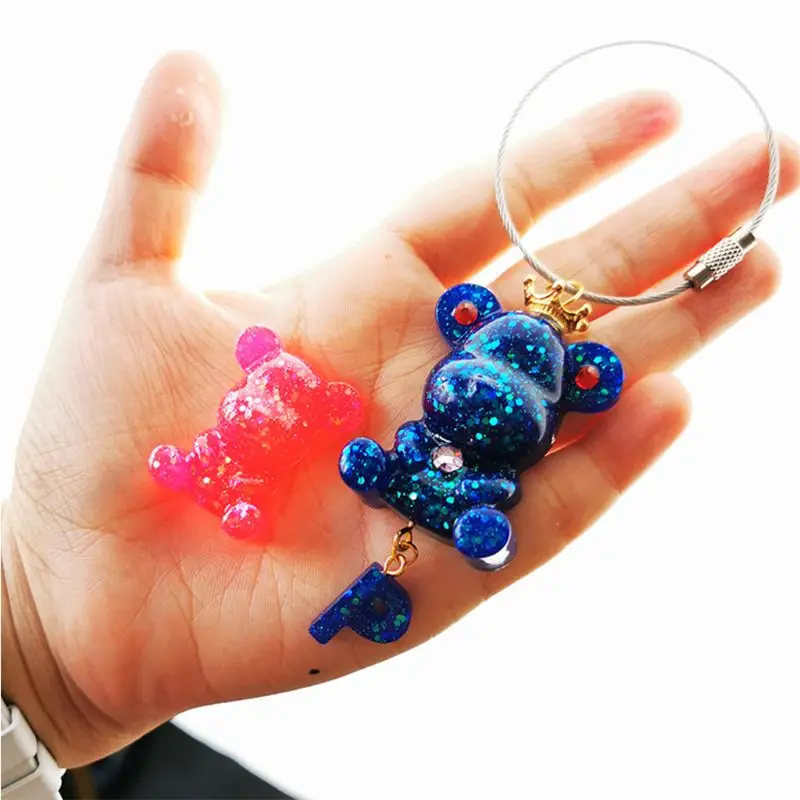 

97QE DIY Handmade Bear Letters Epoxy Resin Molds Jewelry Making Key Chain Tools Kit