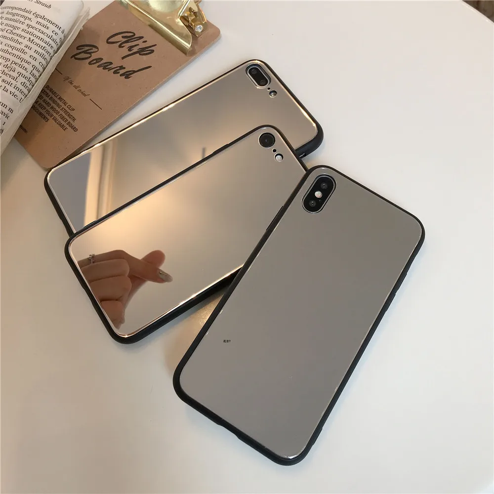 Косметическое зеркало чехол для iPhone 11 Pro X XS MAX XR 6 6S 7 8 Plus роскошный легкий тонкий с