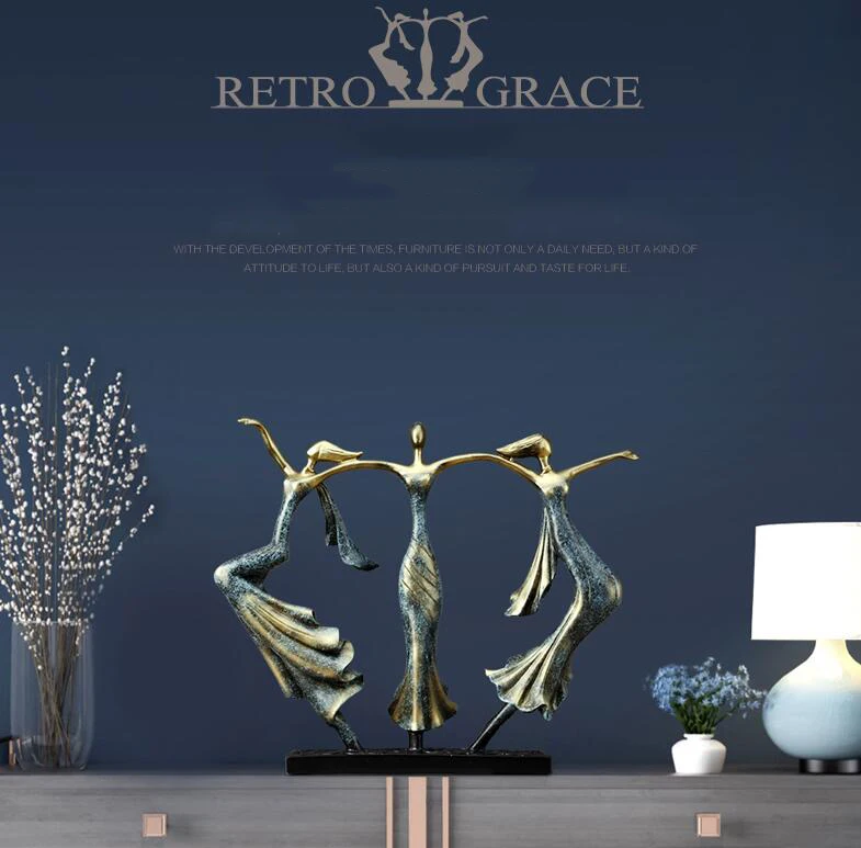 

EUROPE RETRO GRACE DANCE GIRLS RESIN CRAFTS DECORATION ORNAMENT HOME ABSTRACT ARTWORK CREATIVE DESKTOP CHARACTER FIGURINES DECOR
