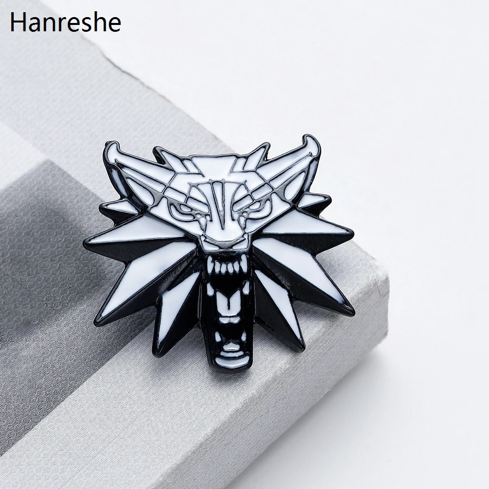 Ведьмак 3 Дикая Охота Волчья Голова эмалированная брошь красивое штырь отворотом