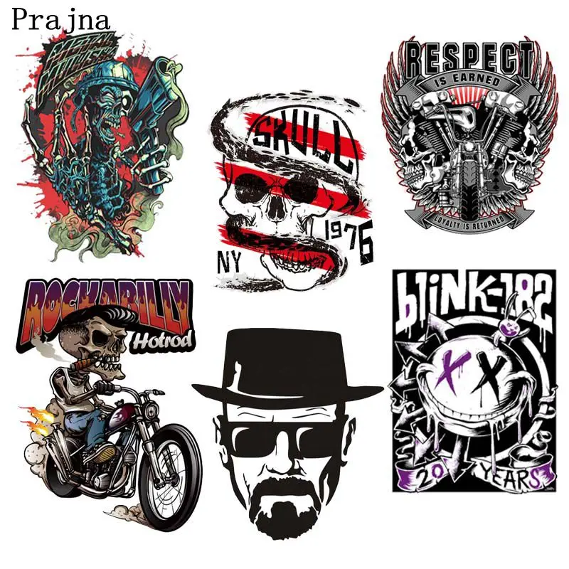 Prajna панк череп гладильная теплопередача виниловые Пластыри для одежды