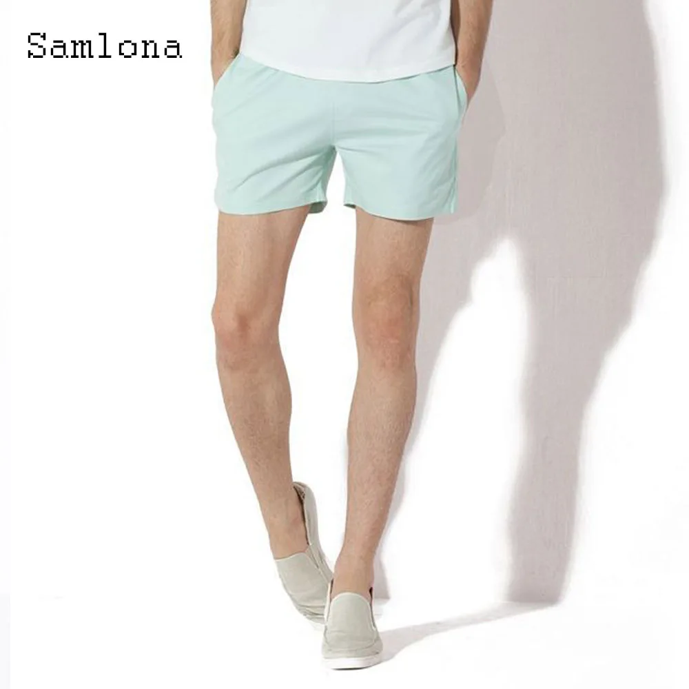 Samlona Plus Size Men Fashion Leisure Shorts 2021 New Sexy Elastic Waist Shorts Male Casual Skinny Beach Short Pants Homme 4XL  - buy with discount