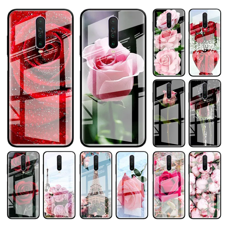 

Rose And Peony Glass Case For Xiaomi Redmi Mi Note 9S 8T 9 8 7 8A 9T A3 10 K30 Pro Zoom Tempered Phone Capas